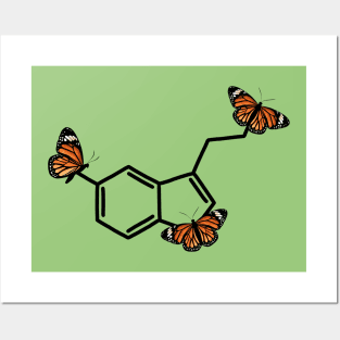 Orange Monarch Butterfly Serotonin Structure Posters and Art